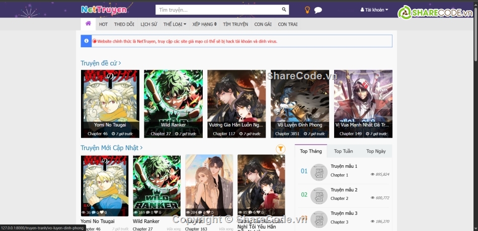 Code web,Laravel,nettruyen